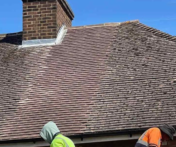 This is a photo of a roof which has just been repaired. Works carried out by KLJ Roofing Towcester